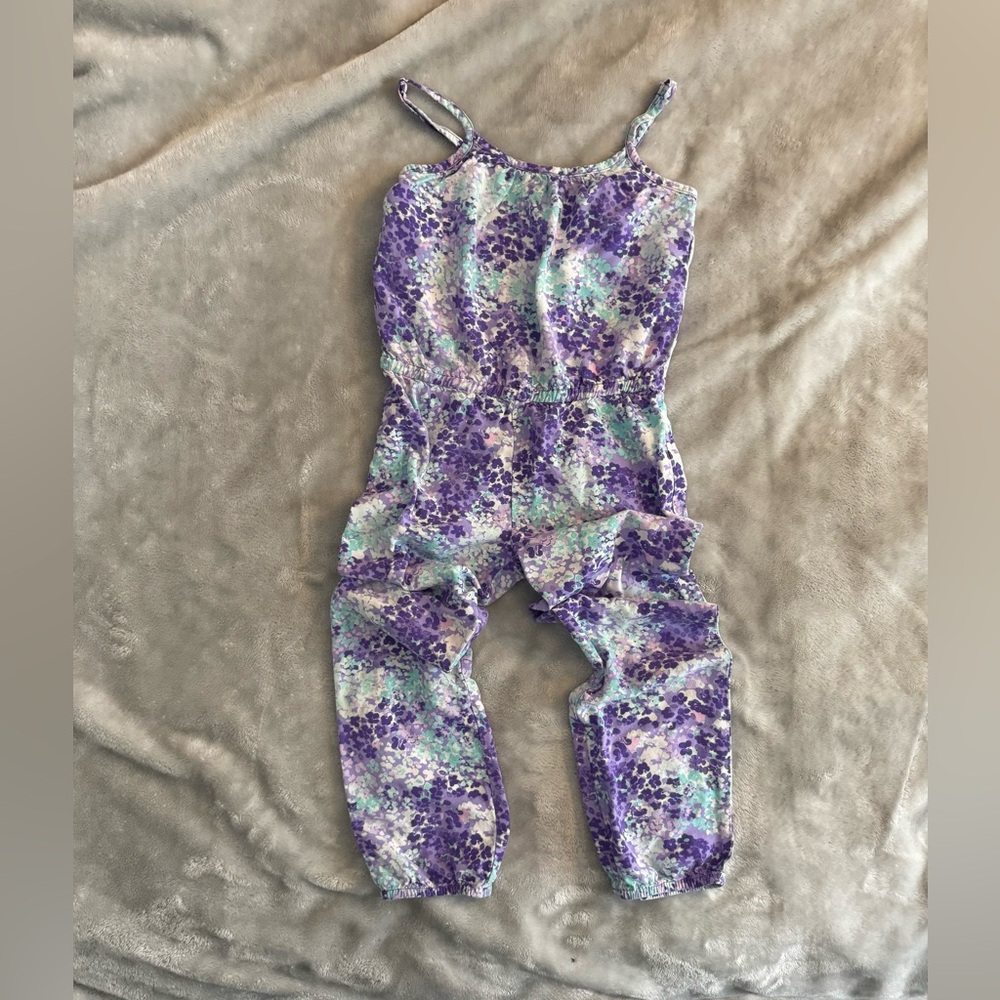 The Children's Place Purple and Green Floral Jumpsuit